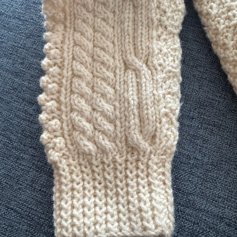 Irish Aran Handknit Wool Ivory Sweater for Men - Picture 8 of 11